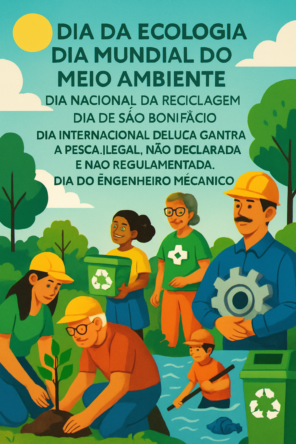 Dia da Ecologia, Dia Mundial do Meio Ambiente, Dia Nacional da Reciclagem, Dia de São Bonifácio, Dia Internacional de Luta contra a Pesca Ilegal, Não Declarada e Não Regulamentada,  Dia do Engenheiro Mecânico